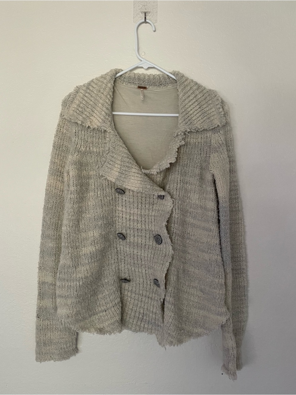Fuzzy wool blend cardigan